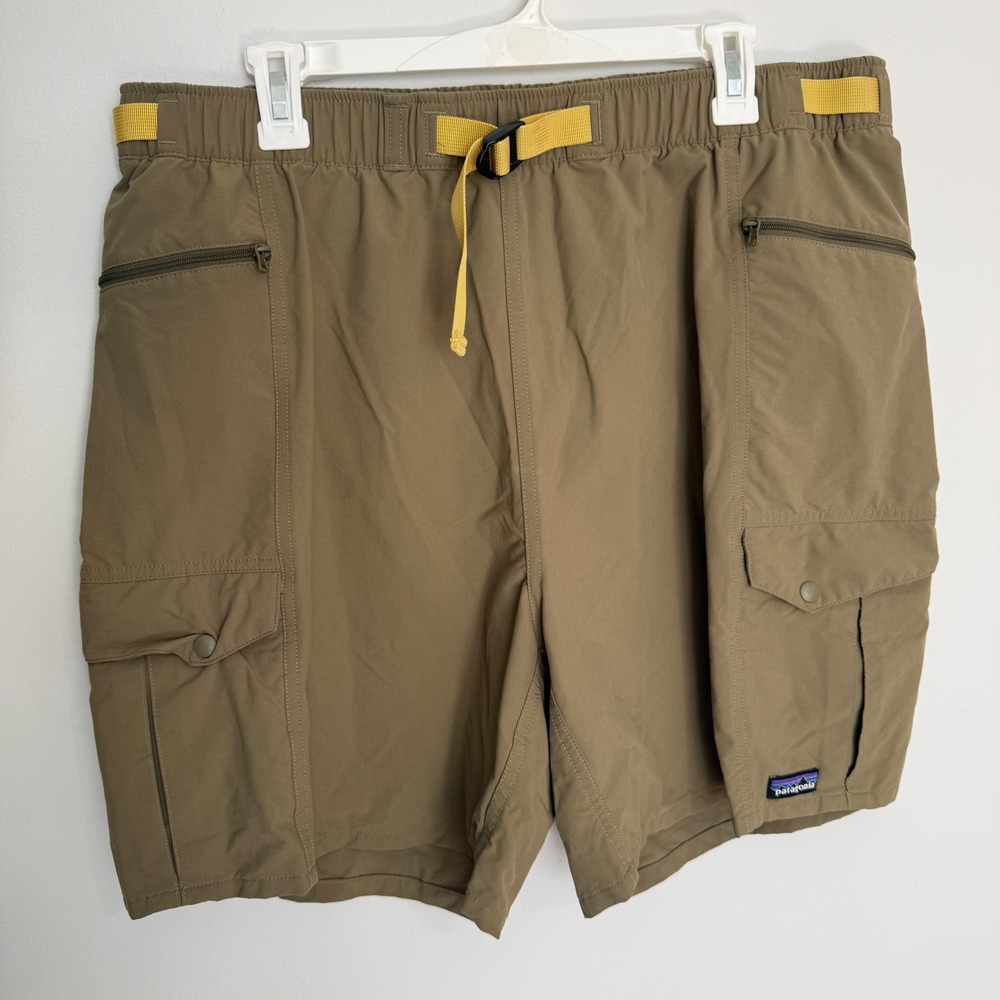 H9 Patagonia Gi III Cargo Shorts Mens XL Green Khaki Nylon Belted Hiking Outdoor - Picture 3 of 8